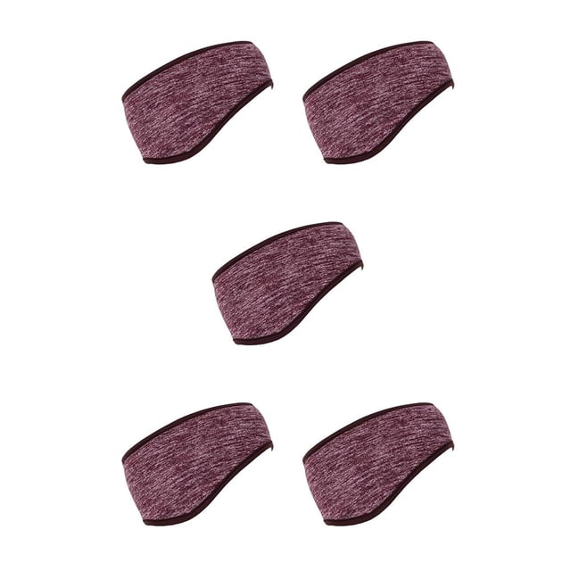 Soidarity Diadema para deportes de invierno, orejeras cálidas a prueba de niebla, Protector de cabeza de vellón elástico, protección auditiva Café 5piezas