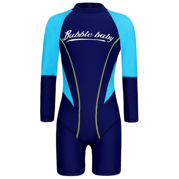 vastwit Kids Girls Rash Guard One Piece Swimsuit Long Sleeve Zipper Bathing Suit Beach Sports Navy Blue 160