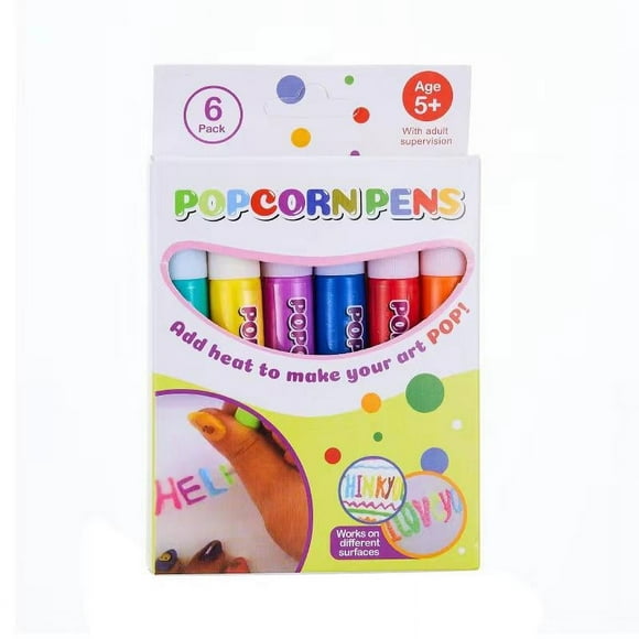 KUIZAP 3D Printing Bubble Pen DIY Ink Puffy Paint Pens Like Popcorn Pens Safe Pen Greeting Birthday Cards Handmade Kids Gifts 6pcs