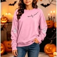 thumbnail image 2 of Frostluinai Crewneck Sweatshirts for Kids Girls Halloween Pullover Casual Long Sleeve Spooky Season Print Sweat Shirts 5-15 Years, 2 of 10
