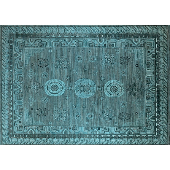 Ahgly Company Indoor Rectangle Oriental Light Blue Industrial Area Rugs, 8' x 12'