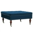 thumbnail image 3 of Square Navy Velvet Tufted Upholstered Cocktail Ottoman with Wheels, 3 of 6