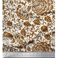 thumbnail image 1 of Soimoi Cotton Jersey Fabric Leaves & Marigold Artistic Printed Fabric 1 Yard 58 Inch Wide, 1 of 3