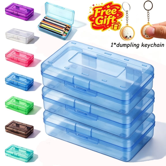 Pencil Box, Clear Hard Plastic Large Capacity Pencil Case for Middle Kids Back to School Supplies