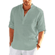 thumbnail image 1 of ¡12 colores! nueva camisa de manga larga de lino para hombre, camisas informales de lino y algodón de Color sólido, camisetas hawaianas de S-5XL Deng Xun unisex, 1 of 2