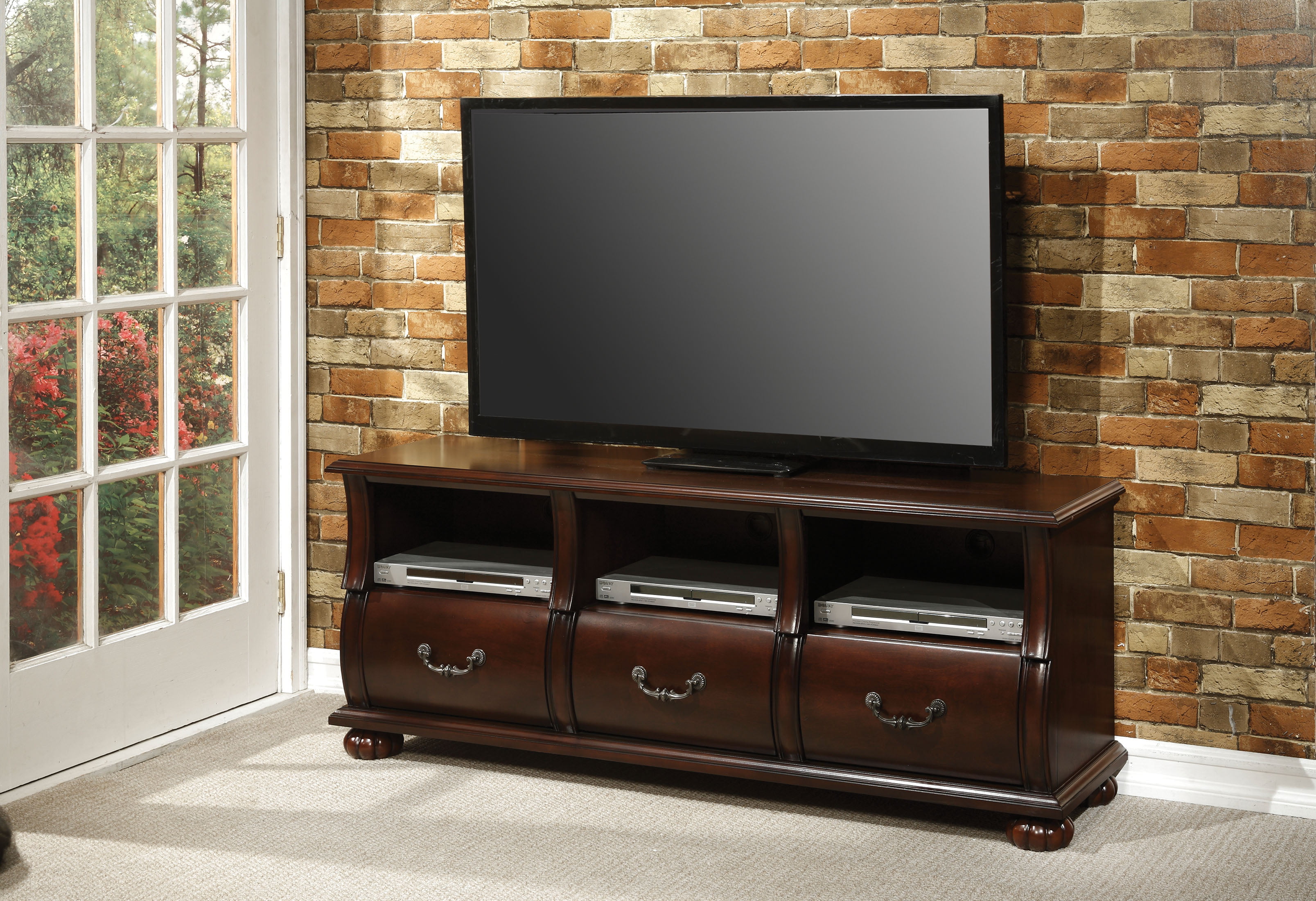 ACME Faysnow Dark Cherry TV Stand for Flat Screen TVs up ...