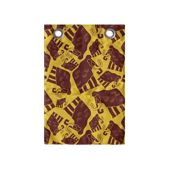 Animal Hanging Pocket Organizer, Prehistoric Creature Pattern with Giant Jurassic Mammoth Repetition, Printed Polyester Storage Bag with Pockets, 14" x 20", Earth Yellow Burgundy