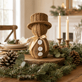 thumbnail image 6 of Woven Rattan Snowman Christmas Decor, Wicker Snowman with Hat & Satin Bow, Xmas Tabletop Ornaments for Mantel Fireplace Tiered Tray, Brown, 11 in, 6 of 10