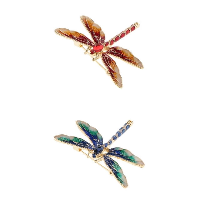 Xuanheng 2 Pièces Mode Émail Magnifique Grande Broche Libellule Insecte Animaux Broches