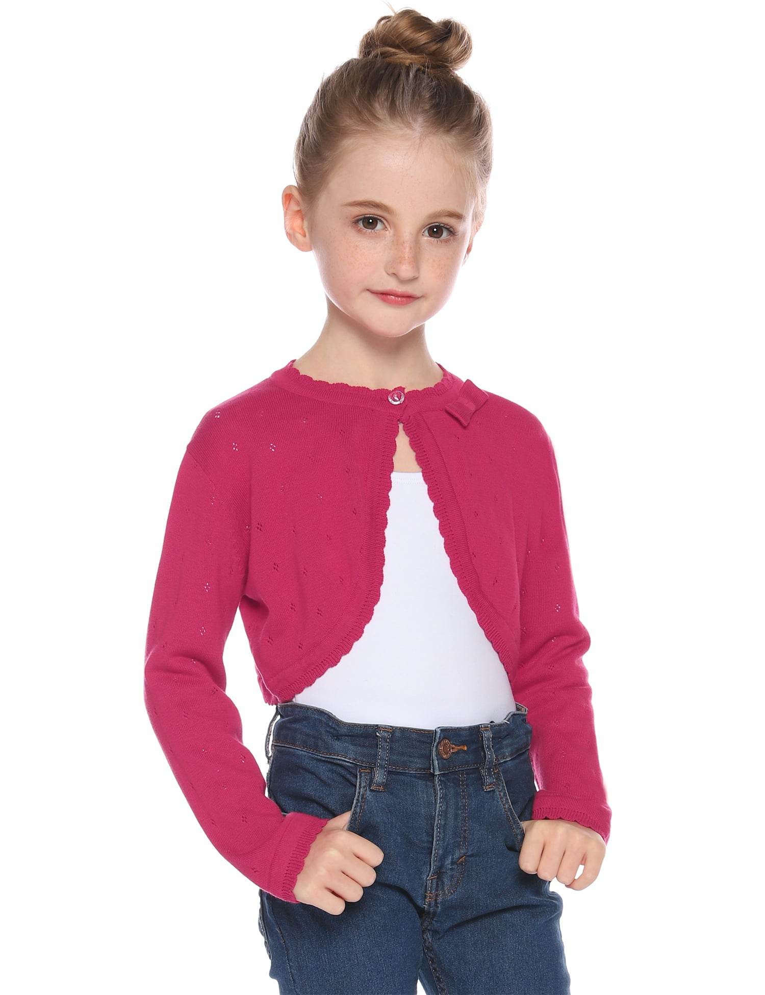 Uniexcosm Little Girls Sweaters Shrug Cardigan Knit Long Sleeve Wedding Cardigans