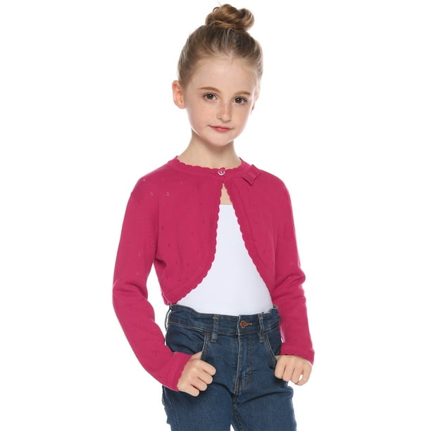 Uniexcosm Little Girls Sweaters Shrug Cardigan Knit Long Sleeve Wedding Cardigans