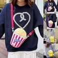 thumbnail image 4 of Popcorn Themed Shoulder Bag with Zipper Closure, Lightweight Crossbody Purse for Carnival and Halloween, Fun Party Accessory for Women and Young Adults, 4 of 4