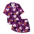 thumbnail image 4 of Weebloom Halloween Pajamas For Girls Children Printed Button Collar Short Sleeved Top Shorts Set Stylish Nightwear,6-7 Years, 4 of 4