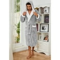thumbnail image 4 of U2SKIIN Mens Robe with Hood,Full Length Plush Robe for Men Contrast Thick Fleece Bathrobe (Light Grey, XX-3X-Large), 4 of 7