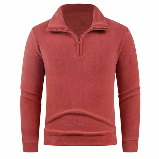 pstuiky camisa de manga larga para hombre, Abrigo informal de manga larga con media cremallera y cuello de solapa para hombre, chaquetas informales, abrigos de polar top de hombre xxl