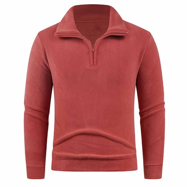 pstuiky Camisas de invierno de manga larga para hombre, Abrigo informal de manga larga con media cremallera y cuello de solapa para hombre, chaquetas informales, abrigos de polar salir tops xl