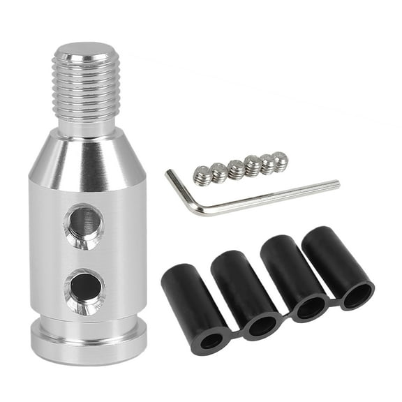 Unique Bargains Gear Shift Knob Adapter Kit Universal with 4 Rubber Hoses M12x1.25 Lever Cover Head Metal