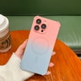 thumbnail image 1 of Magnetic iPhone 12 Pro Case 6.1" [Compatible with MagSafe] Cute Girly Gradient Phone Case for Girls Women Soft TPU Shockproof Bumper with Camera Lens Protector Case, Pink+Blue, 1 of 10