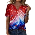 thumbnail image 4 of MEICHEN Lidies' Patriotic Tops Summer Printed Short Sleeve Blouses America 250th Anniversary Graphic Tees Casual V Neck T Shirt, 4 of 6