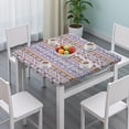 thumbnail image 3 of Boho Blue Knitted Ethnic Pattern Square Fitted Tablecloth with Elastic Edge,Square Table Cover,Washable Elastic Table Cover for Home Kitchen Party Decor 36"x36", 3 of 6