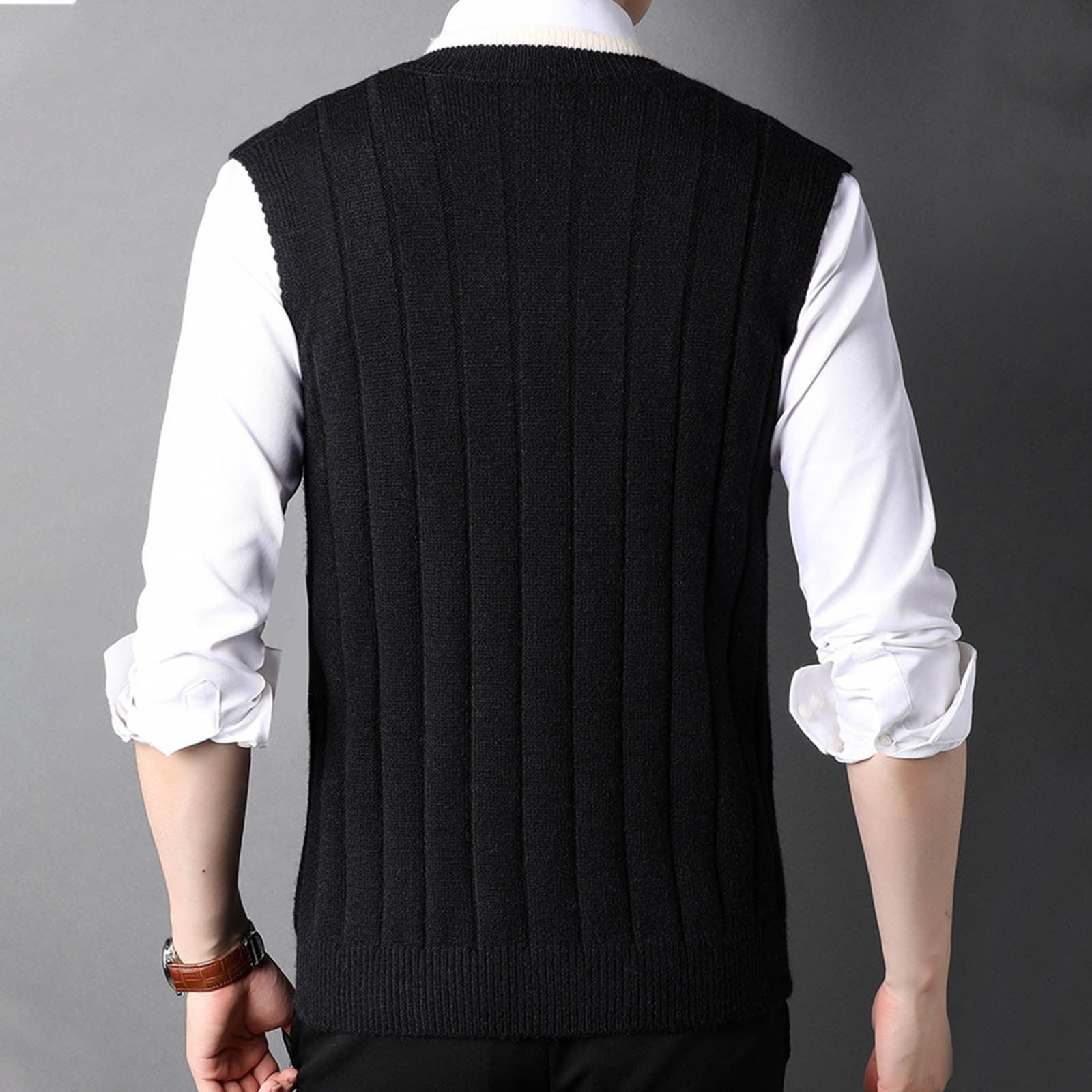 Ofreoo Men Waistcoat Knitting Top Sleeveless Casual V-neck Top Bottom Llayer Shirt Work Vest for Men Gift for Adults