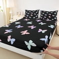 thumbnail image 3 of Homewish Gradient Colorful Butterfly Twin Sheet Sets,Cartoon Animal Twin Fitted Sheet,Rainbow Ombre Flat Sheet For Girl,Luxury Bedroom Decor,3pcs, 3 of 7