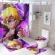thumbnail image 1 of Juego de 4 cortinas de ducha de The Seven Deadly Sins con alfombrillas antideslizantes, tapa de inodoro y alfombrilla de baño, cortina de ducha impermeable con dibujos animados para niños con 12, 1 of 8