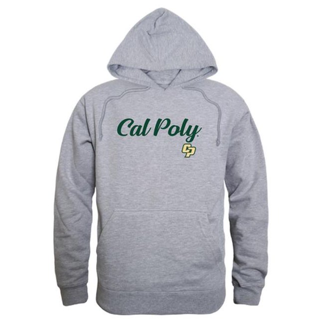W Republic 558-167-HGY-03 Men Cal Poly Mustangs Script Hoodie, Heather Grey - Large