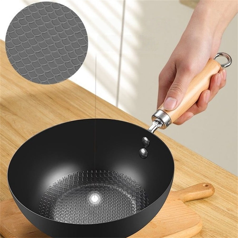 Non-stick Frying Pan for Flat Bottom Wok Iron Pots Kitchen Cookware With Glass Cover