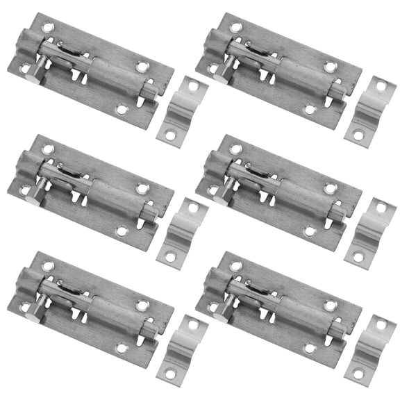 TABLZONE Bedroom Door Lock Door Bolt Lock Silver Stainless Steel 6 Sets 2.95X1.38X0.59In