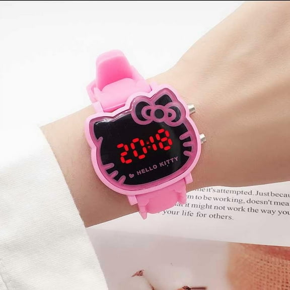 Cartoon Kitty Cat LED Nightlight Watch Fashion Digital Electronic Watch