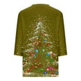 thumbnail image 5 of asdoklhq Christmas Sweatshirts for Women Ladies' Christmas Fashion Casual Printed V-neck Quarter Sleeve Top Army Green 2X, 5 of 5