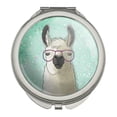 thumbnail image 1 of Hip Llama with Glasses Compact Travel Purse Handbag Makeup Mirror, 1 of 3