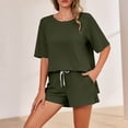 thumbnail image 5 of Bovxnpu Women 2 Piece Loungewear Set Beach Vacation Sweatsuit Tracksuit Set Fashion Casual Pocket Short Sleeve Crew Neck Top Elastic Waist Set Summer Outfits, 5 of 8
