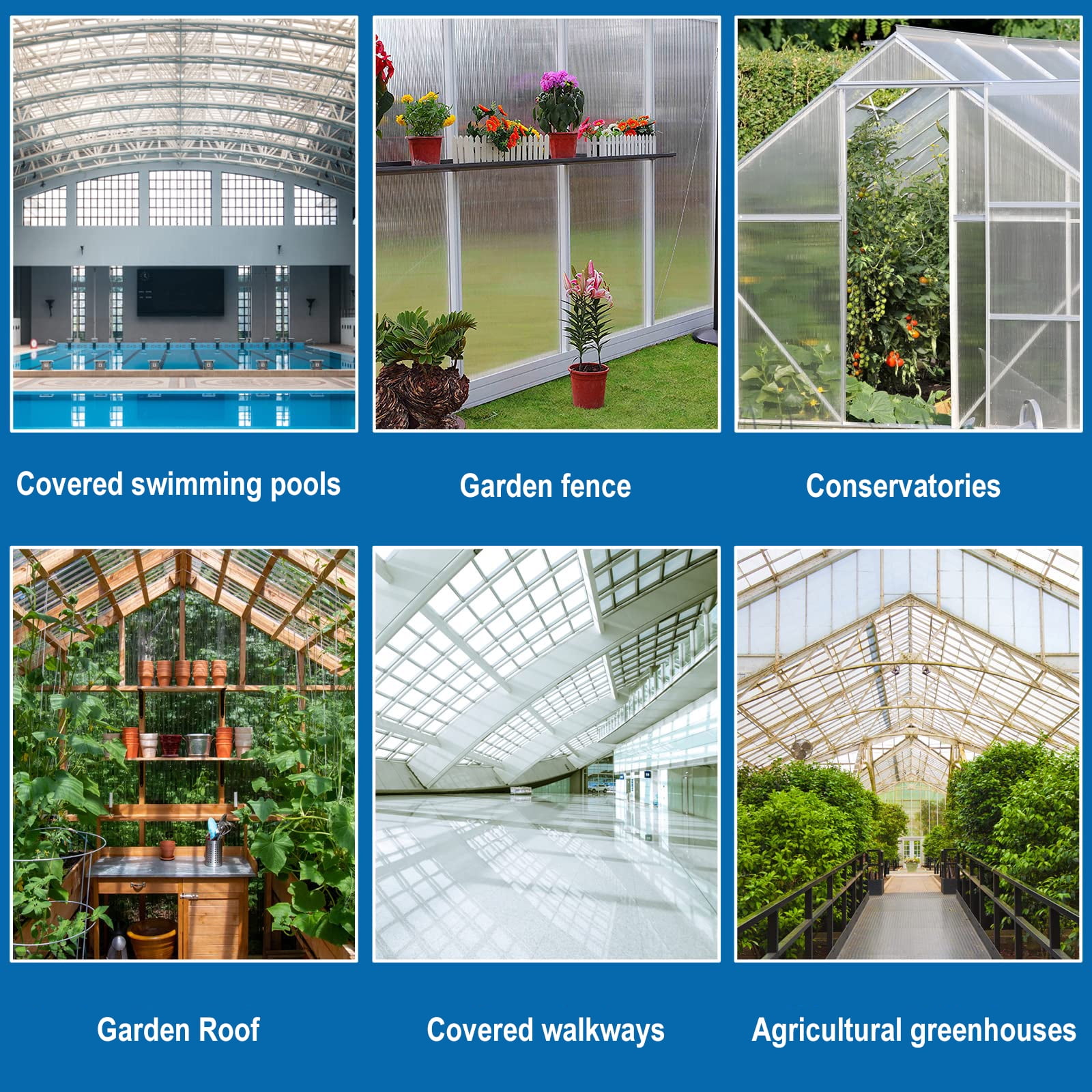 "LZBEITEM Garden Sheeting Cover - 20pc 24.01""x48.03"" UV Protected Twin-Wall Polycarbonate Panels for Greenhouse"