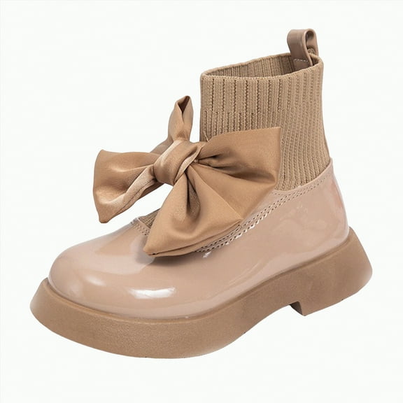 Ccpelsie Children Winter Boots Toddler Girl Boots Warm Fashion Outdoor Girls Boot for Little Kids Big Kids(Khaki,10.5)