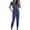 Navy, variant on gakvbuo Jumpsuits For Women Summmer Dressy Wedding Women's Jumpsuit Solid Color Round Neck Short-sleeved Trousers With Pockets Jumpsuit