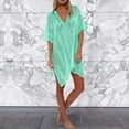 thumbnail image 2 of Xudanell Womenâs Swimsuit Cover-Up & Bikini Cover-Up Dress Solid Round Neck Tassel Kaftan for Summer Beach and Vacation (Z11-Mint Green,One Size), 2 of 4