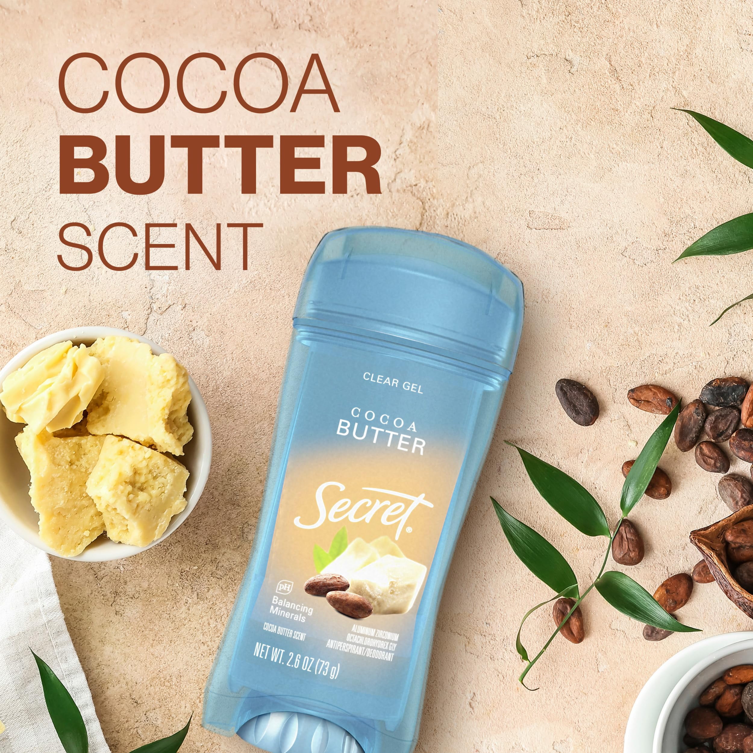 Secret Scent Expressions Invisible Solid Antiperspirant Deodorant, Cocoa Butter - 2.6 oz