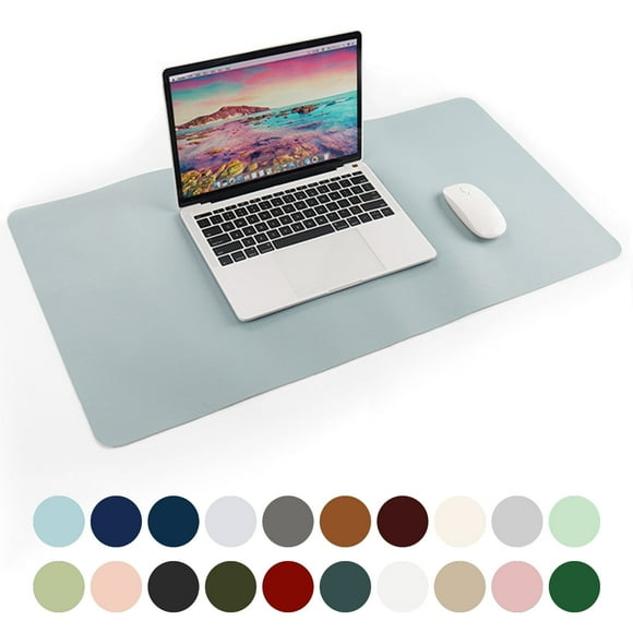 Musbetu Mouse Pad with Fastening Strap Reversible Easy to Clean Smooth Surface Non-Slip Large Desk Blotter Waterproof PVC Faux Leather Desk Table Protector Office Supplies
