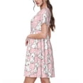 thumbnail image 2 of Easygdp Cute Rabbit para Vestido Transpirable de Mujer, Vestido Suelto de Manga Corta con Pliegues y Bolsillos para el Verano, 2 of 6