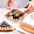 thumbnail image 6 of 50 Pack Small Charcuterie Boxes with Clear Lids, 4 Inches Paper Bakery Boxes Dessert Boxes Disposable To Go Food Containers for Cookie, Cake Slice, Mini Cake, Chocolate Strawberry (Brown), 6 of 7