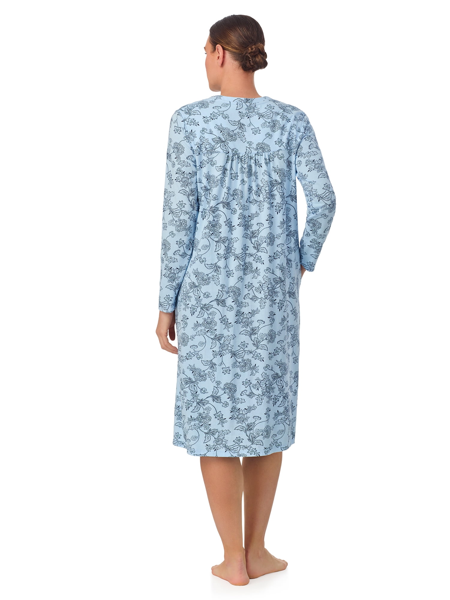 Aria Women’s 100% Cotton Long Sleeve Ballet 44" Nightgown, Sizes XS-5X