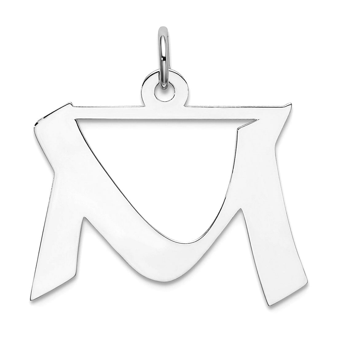 925 Sterling Silver Solid Polished Medium Artisian Block Letter Name Personalized Monogram Initial M Charm 21x13mm Wide