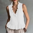 thumbnail image 2 of Womens Boho Tank Tops Ruffled V Neck Pleated Babydoll Top Sleeveless Cute Coquette Shirt Summer Outfits, 2 of 8
