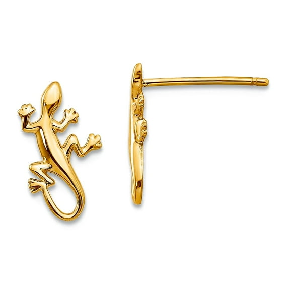 14k Yellow Gold Polished Gecko Post Earrings 12x8mm Wide Stud Earring for Women - .8 Grams