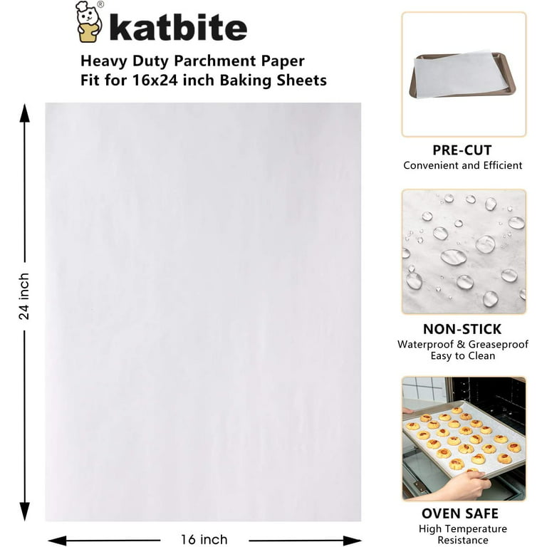 Katbite Unbleached Parchment Paper Baking Sheets, 120pcs 12x16 inch Precut Parchment Paper for Baking, Heavy Duty & Non-Stick, Half Sheet Paper for