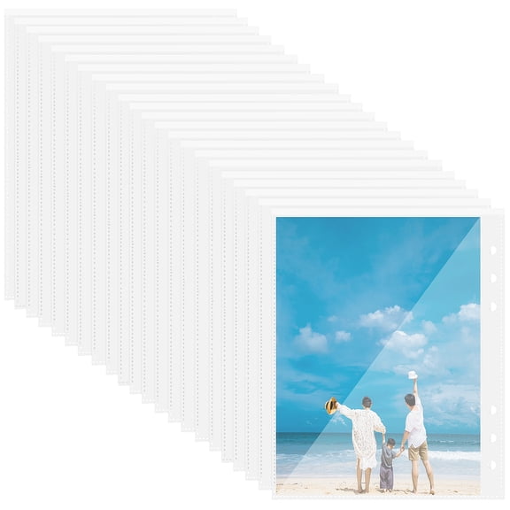 WORGEOUS  50 Pcs Clear Paper Sleeves Page Protectors with Pockets Transparent