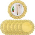 thumbnail image 1 of LoonWear 50PackGoldDoilies,10.5InchDisposableChargerPlates,RoundDoiliesforFood,PaperPlacematsBulkforPartyTableDecor, 1 of 5