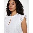 thumbnail image 5 of Time and Tru Women's Cotton Eyelet Mini Dress with Flutter Sleeves, Sizes XS-XXXL, 5 of 6